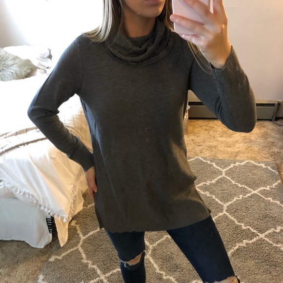 Grey Long Sleeve Cowl Neck Sweater - Picture 2 of 6
